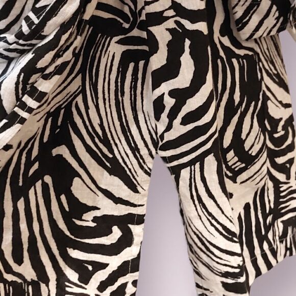 Style & Co Linen Zebra Print Wrap Jacket Long Black White - Picture 6 of 7
